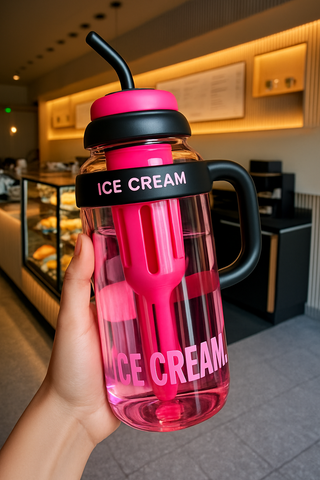 Water Bottle with Handle and Straw